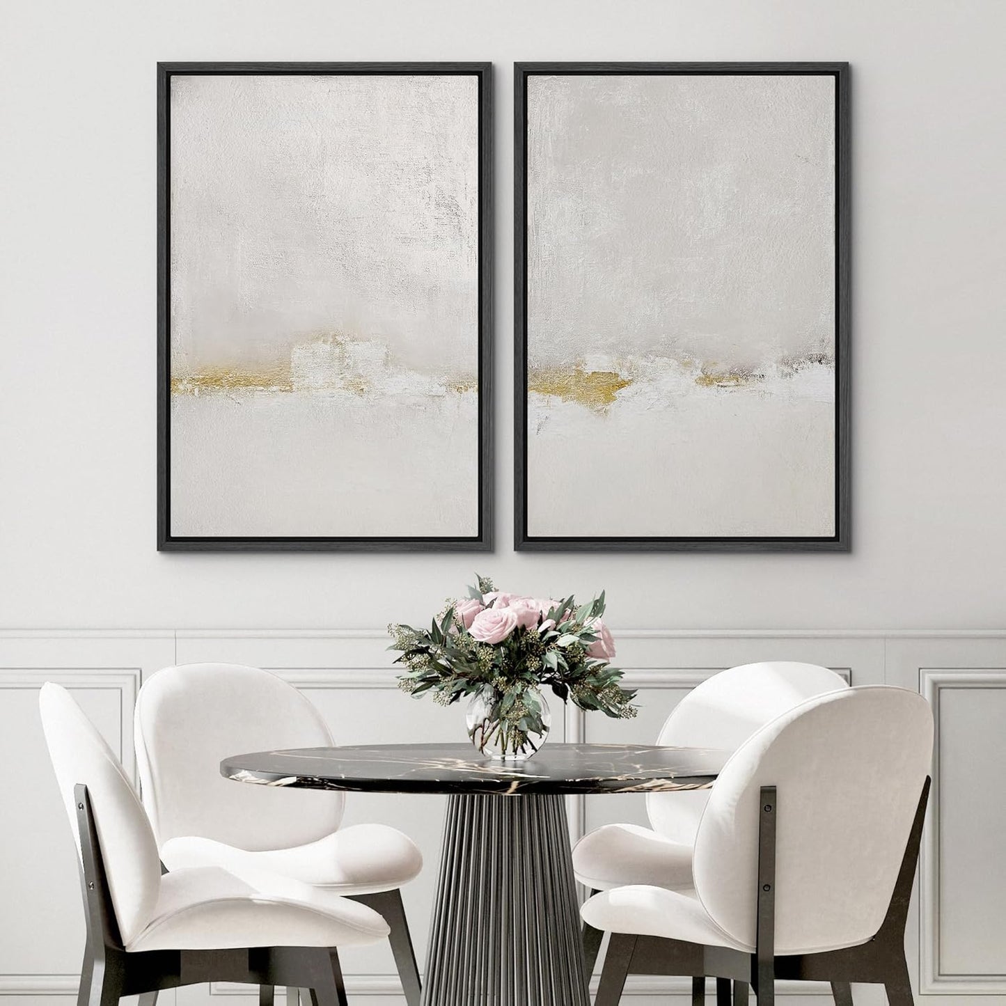 SIGNWIN Framed Canvas Print Wall Art Pastel Grunge Gray Landscape Abstract Shapes Illustrations for Living Room, Bedroom, Office - 16"x24"x2 Black