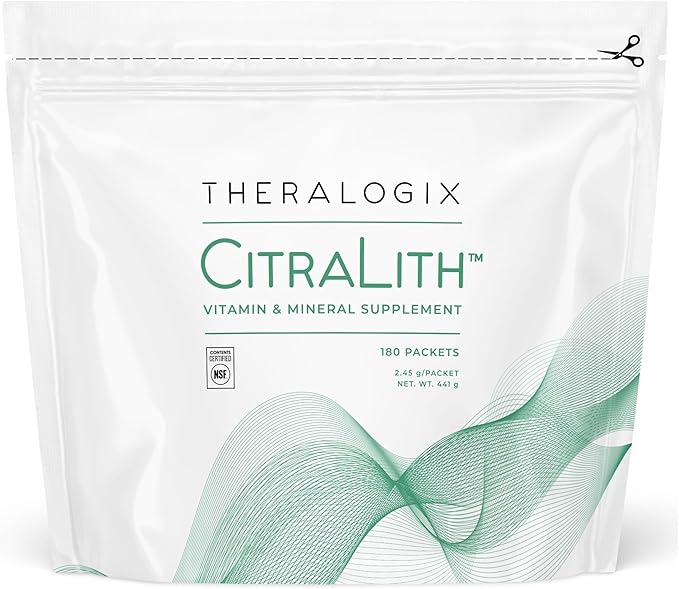 Theralogix CitraLith Vitamin & Mineral Supplement - 90-Day Supply - Kidney Health Support for Healthy Kidney Function - Includes Magnesium, Sodium, Potassium & Vitamin B6 - NSF Certified - 180 Packets