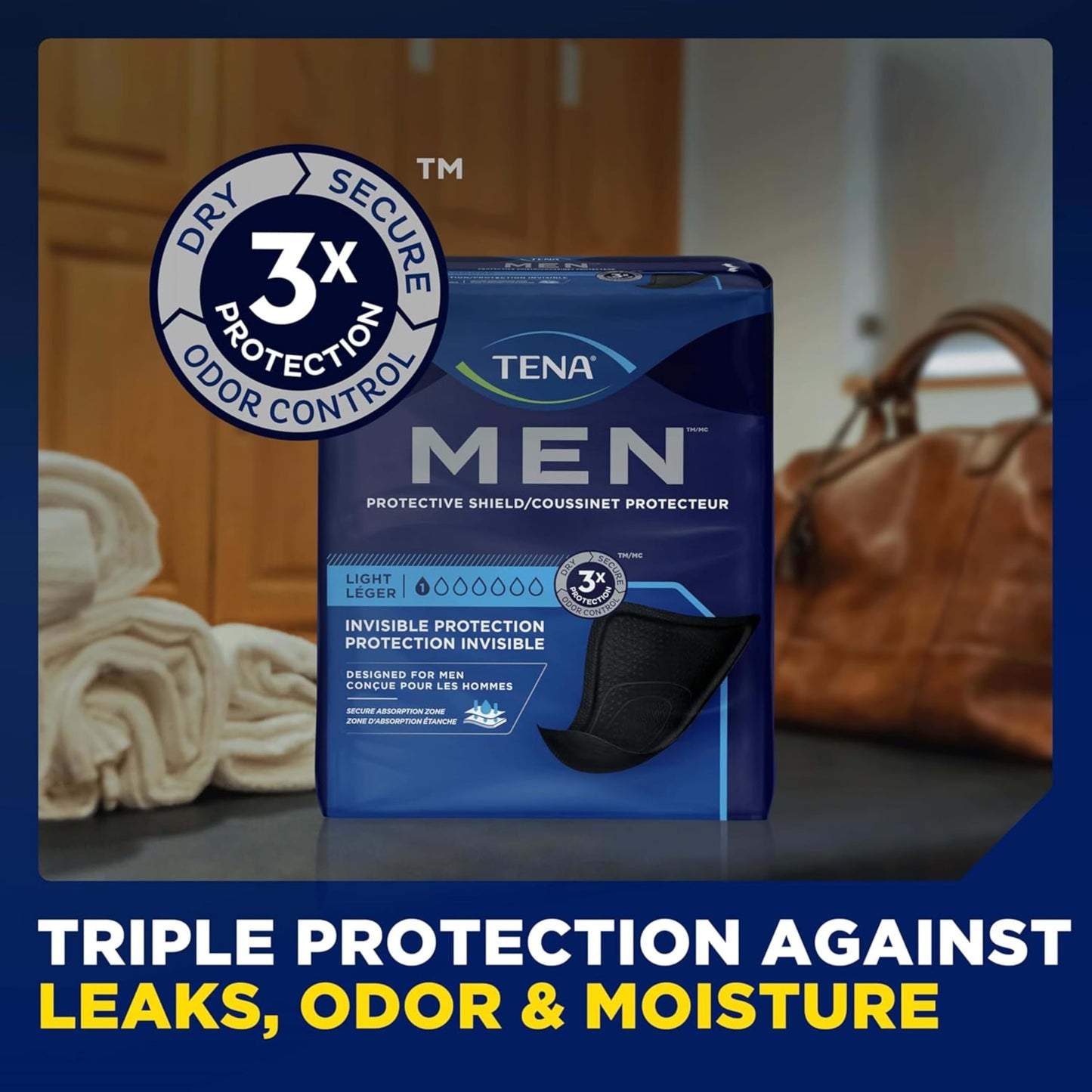 Tena Men Light Incontinence Protective Shield for Men, Bladder Control, Discrete, Light Absorbency, 174 Count