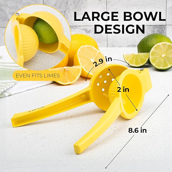 Zulay Kitchen Metal Lemon Squeezer - Handheld Lemon Juicer Squeezer - Easy to Use Citrus Juicer - Manual Press for Extracting the Most Juice Possible - Extracts Every Last Drop
