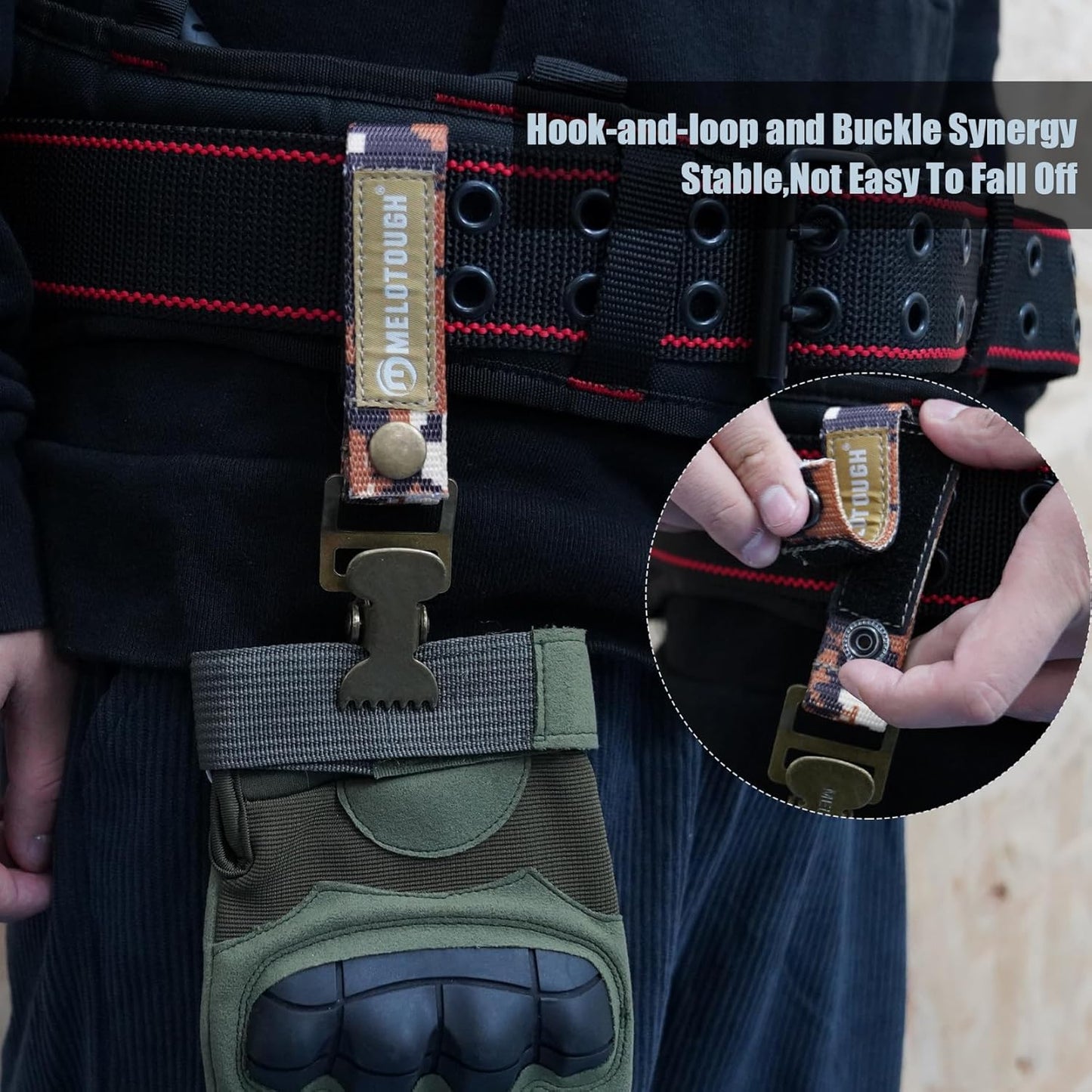 MELOTOUGH Glove Clip Tactical Glove Clips Work Glove Holders Strap with Alligator Clip for Tool Belt,Tool Bag,Tool Backpack