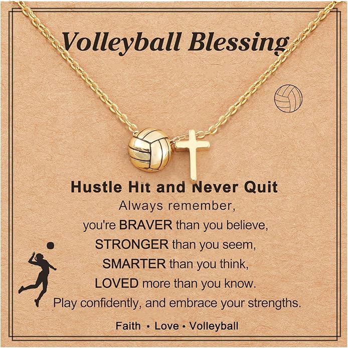 AULSIEY Softball Soccer Volleyball Necklace for Girls Teen Women, Sports Accessories Christmas Birthday Jewelry for Lovers