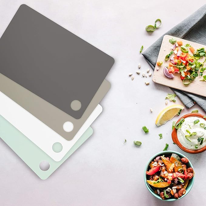 Tovolo Small Flexible Cutting Board Mats For Slicing, Cutting, Chopping & Food Meal Prep, Set of 4, Assorted (61-33597)