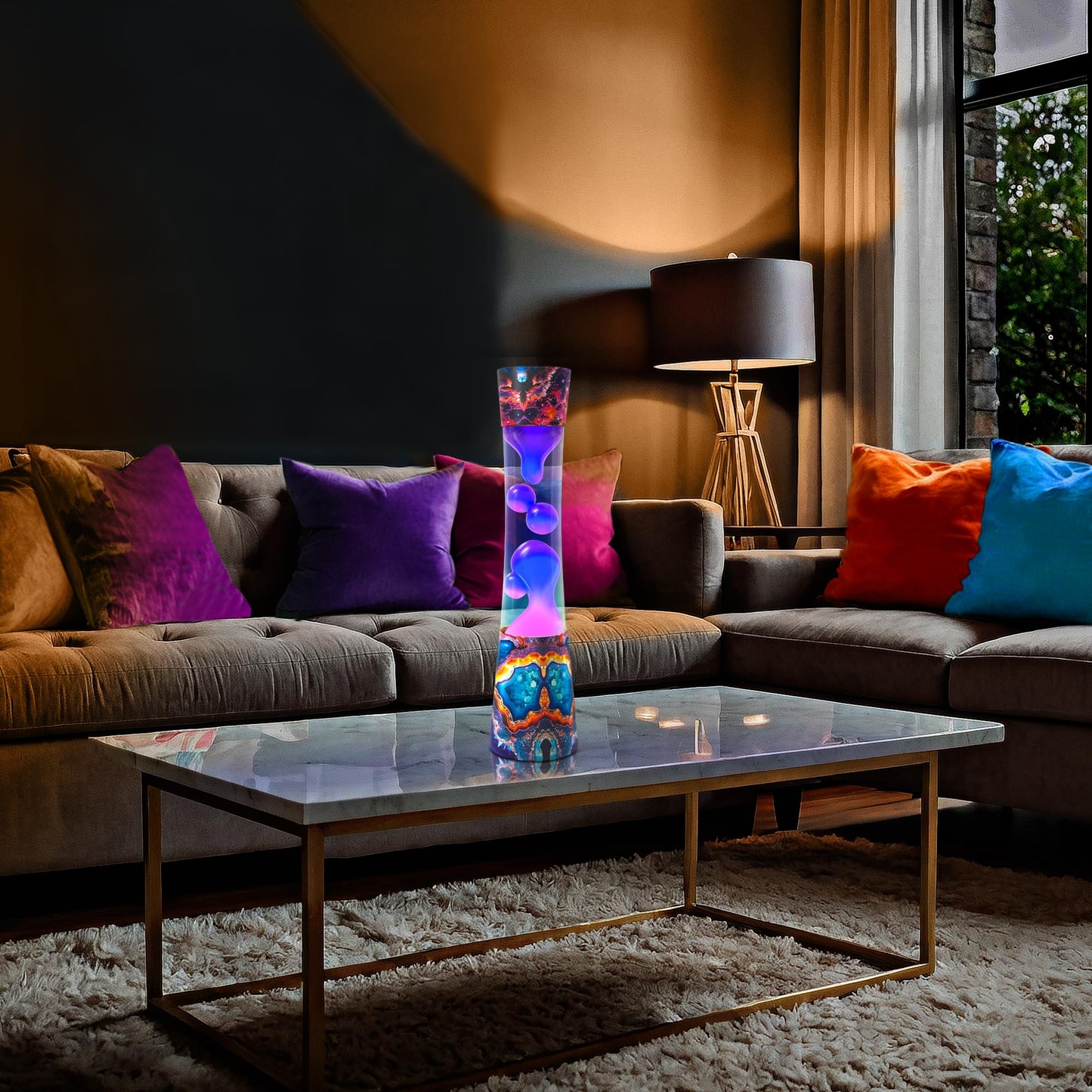 JAMBO Motion Lamp - 15.5in Amber Crystal, Aluminum, Relaxing Mood Light for Home Decor, Model 74000
