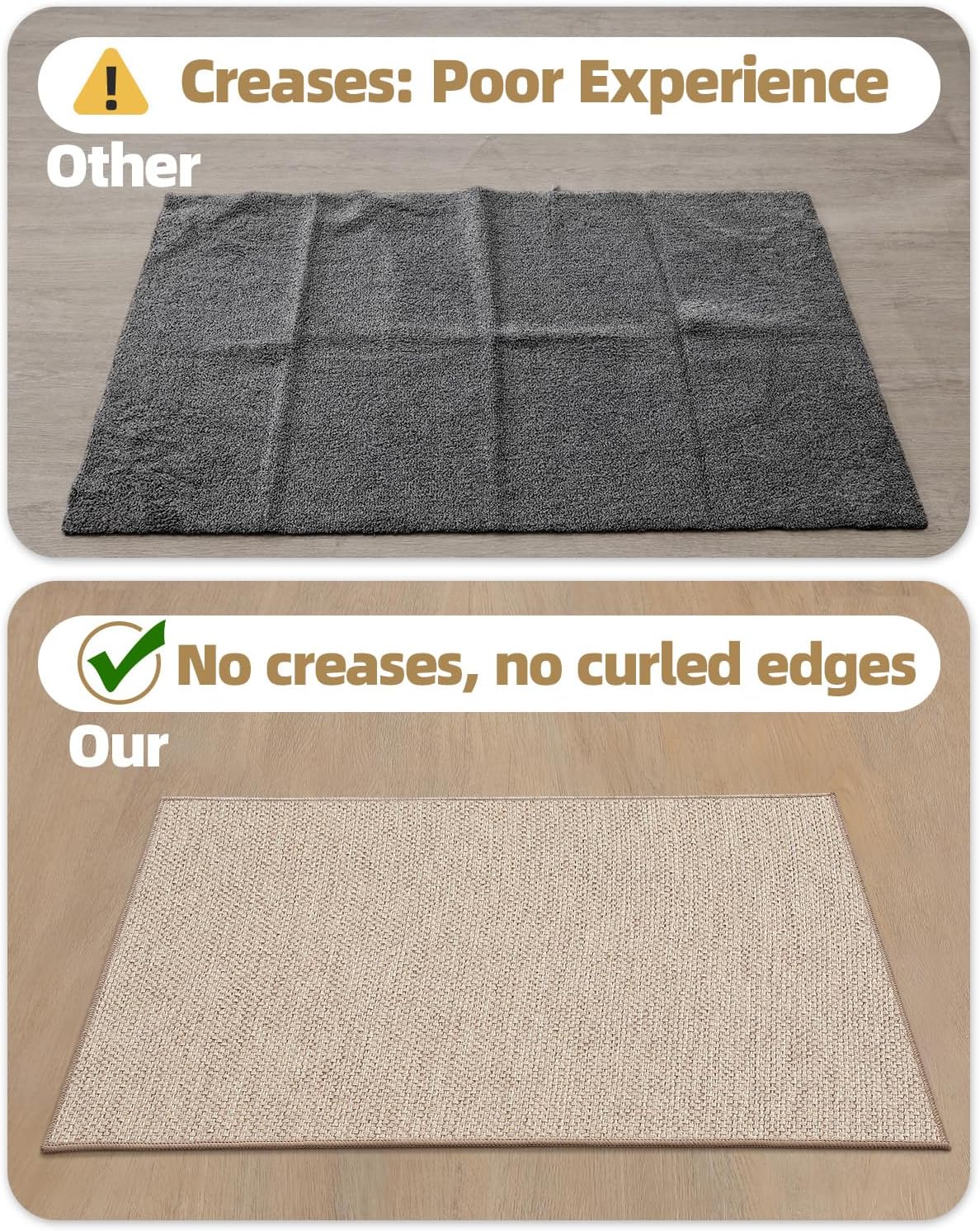 Color&Geometry Front Door Mat Indoor 26"x95", Ultra Non Slip Rubber Backed Dirt Trapper, Low Profile Thin washable, Easy Clean Entry Entryway Rug Door Mat Indoor Entrance, Khaki (Rolled-up NO Creases)