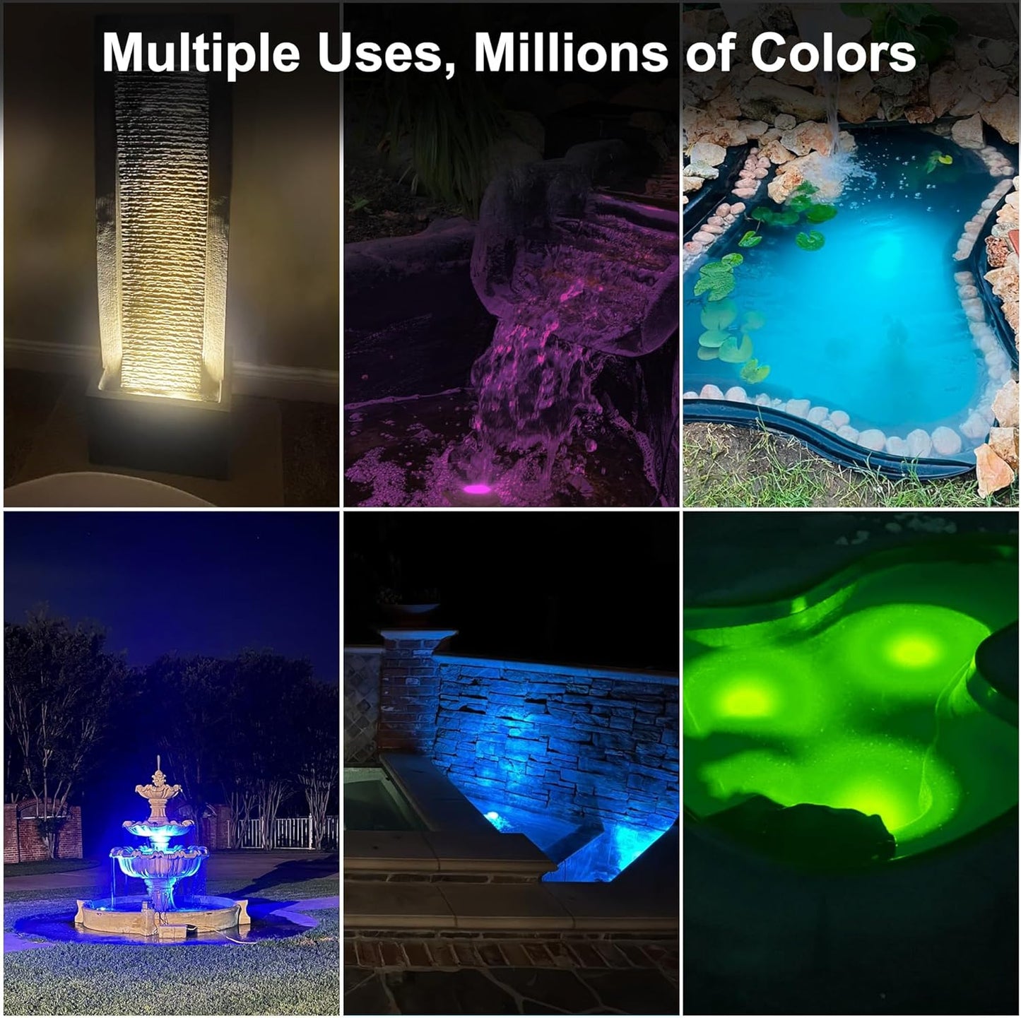 Pond Light LED Underwater with 12V Transformer, 6W Turtle Pond Lights with APP, IP68 Waterproof Fountain Lights with 32FT Cables for Ponds Fountain Waterfall Yard Water Feature, 1 SpotLights