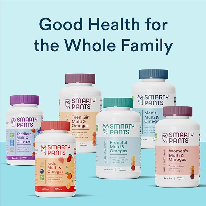 SmartyPants Multivitamin for Men & Women: Multivitamin Gummies with Vitamin D3, C, Vitamin B12, B6, A, K & Zinc, Omega 3 Fish Oil (EPA/DHA), Biotin, Gluten Free, 180 Count (30 Day Supply)