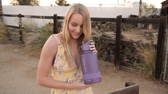 Coldest Sports Water Bottle - 64 oz(Straw Lid), Leak Proof, Vacuum Insulated Stainless Steel, Hot Cold, Double Walled, Thermo Mug, Metal Canteen (64 oz, Clouds of Tie Dye)