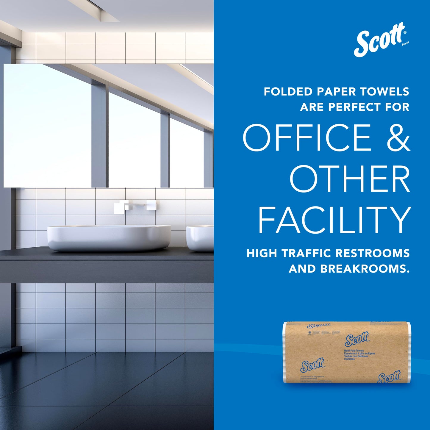 Scott Professional Universal Multifold Paper Towels, Bulk (01804), Absorbency Pockets, White, 9.2"x9.4" Towel, Compressed (250 Sheets/Pack, 16 Packs/Case, 4,000 Sheet Total)