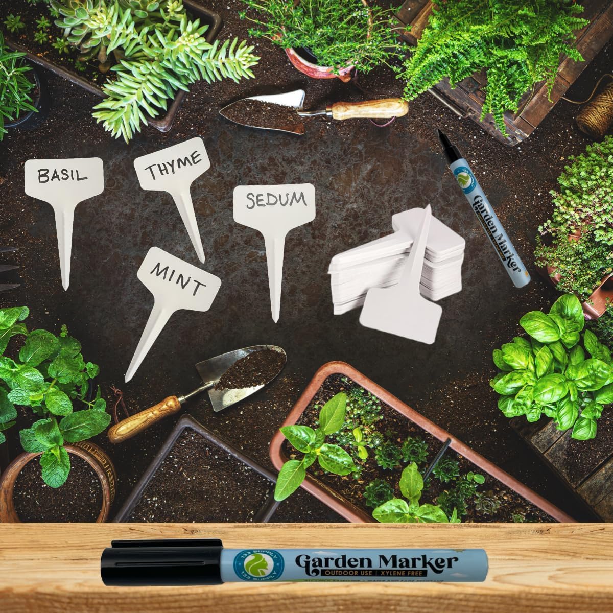 Garden Marker Pen Permanent Markers Black 133 Supply Plant Labels and Garden Marker Pens (100 T-Type Plant Tags (NO Pen))