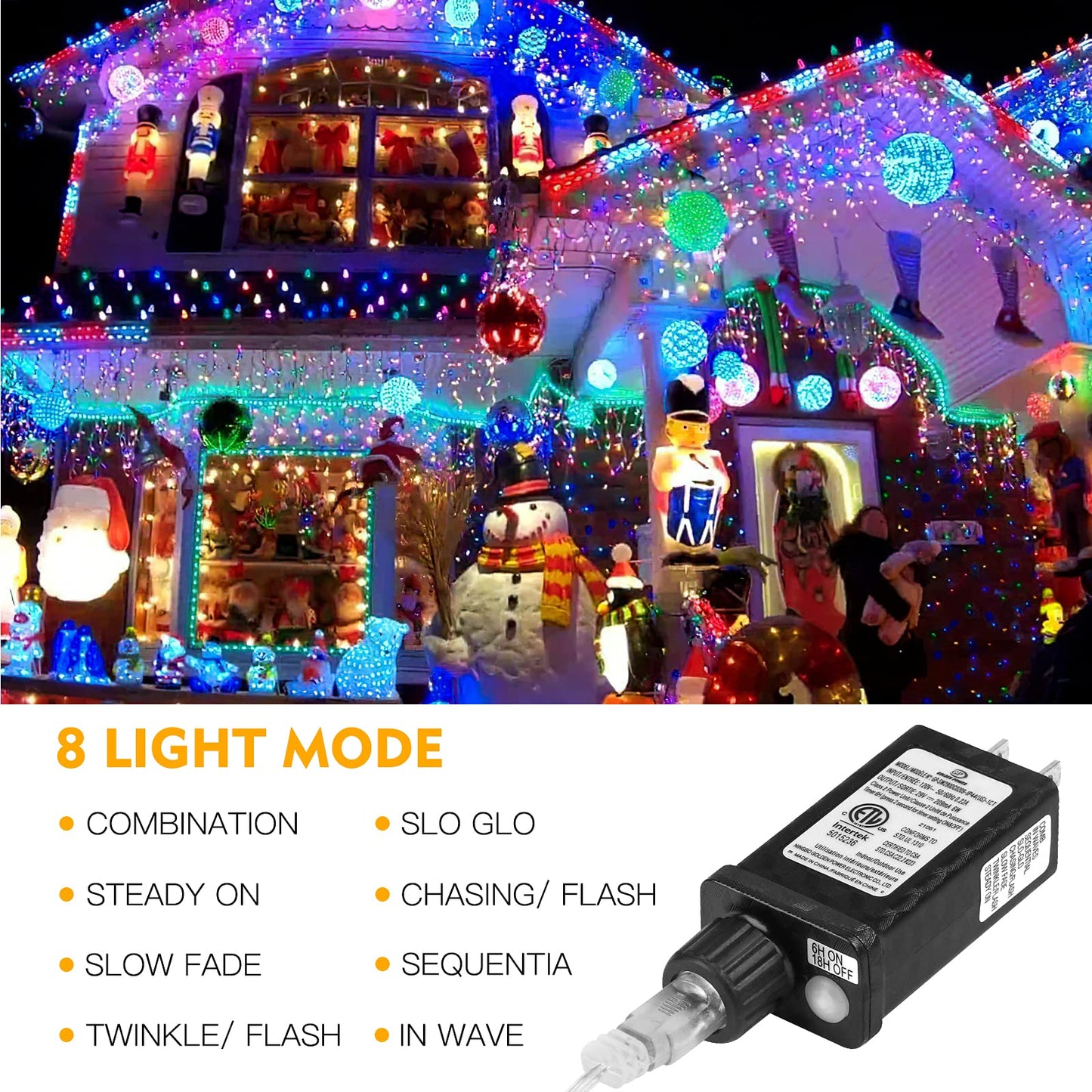 AGIRL 400 LED Icicle Lights Outdoor 32.8Ft Waterproof Multicolor Fairy String Lights for Christmas, Model GP-SW240DC0250-IP44