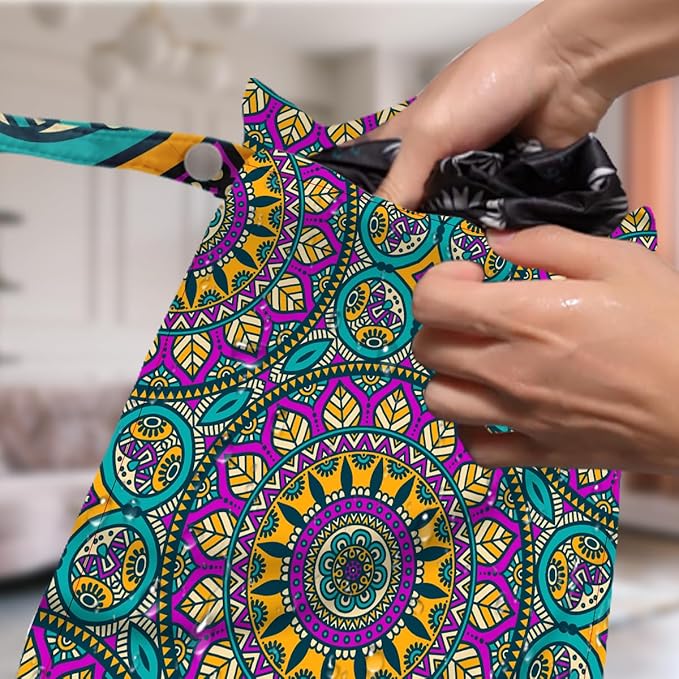 4 Pack Boho Mandala Floral Lover Gift Wet Bag Waterproof Washable Reusable Wet Dry Bag for Swimsuit Clothes Cloth Diaper Travel Pool Yoga Toiletries Gift for Women Sister Mama Birthday Christmas