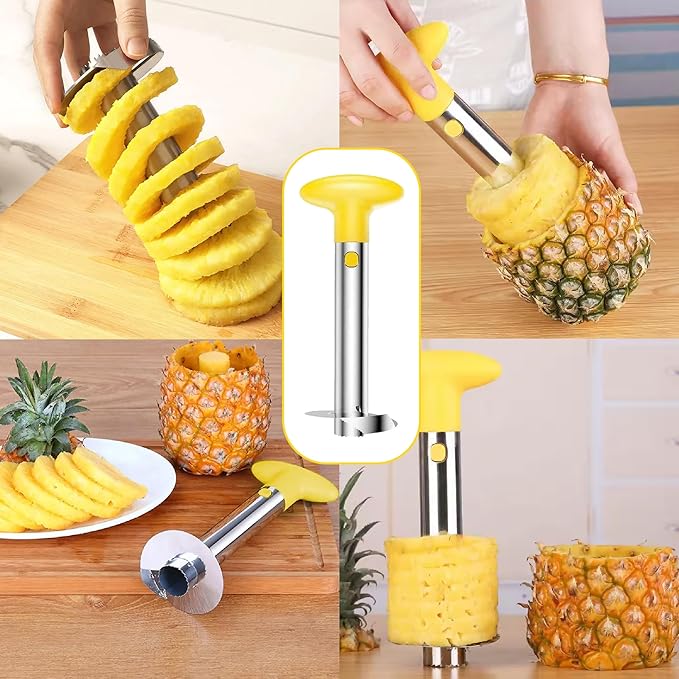 Pineapple Cutter and Corer Tool – Stainless Steel Pineapple Slicer with Easy Grip Handle – 2-in-1 Fruit Peeler, Corer & Slicer for Perfect Pineapple Rings – Kitchen Gadget for Home & Chefs