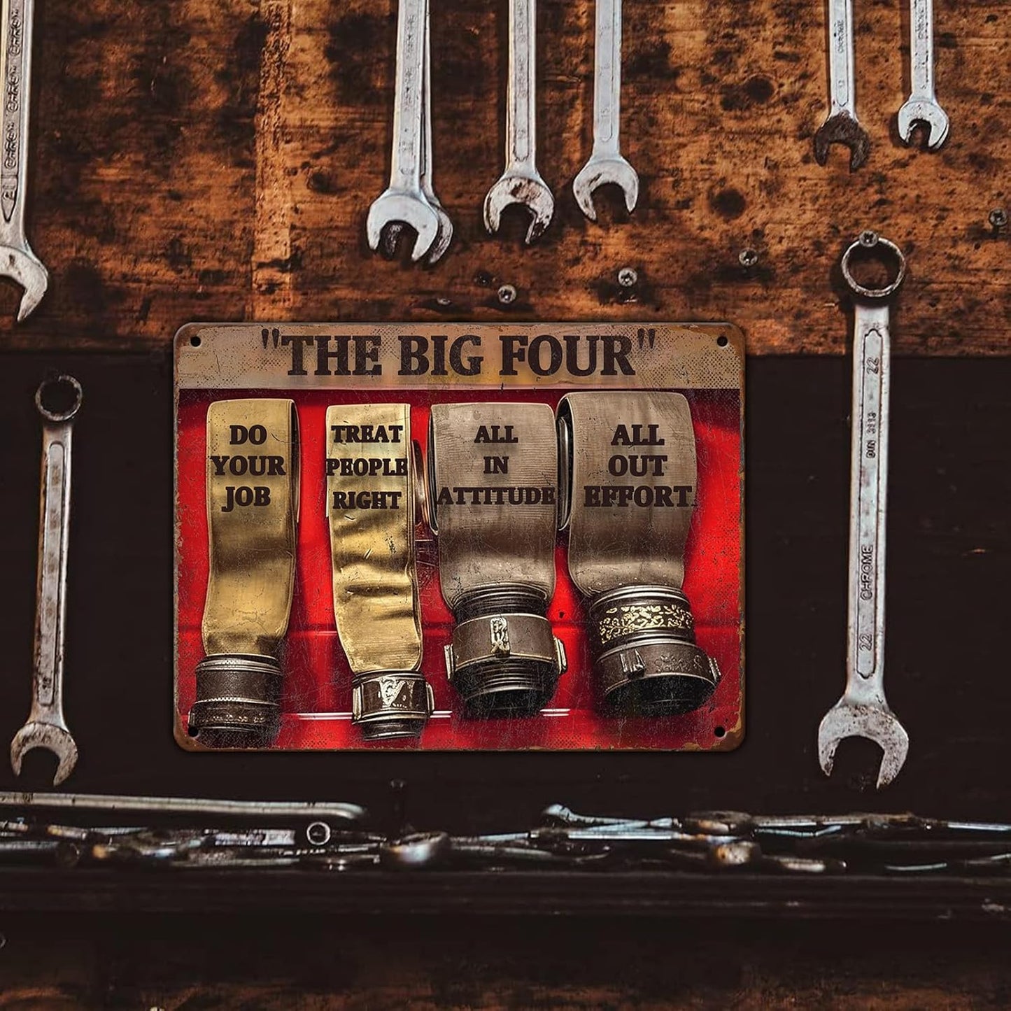 The Big Four Firefighter Do Your Job Firefighter Metal Tin Sign 12x16 Inch Retro Firefighter Metal Poster Plaque Fun Firefighter Tin Sign Home Kitchen Garden Bar Coffee Man Cave Wall Decor