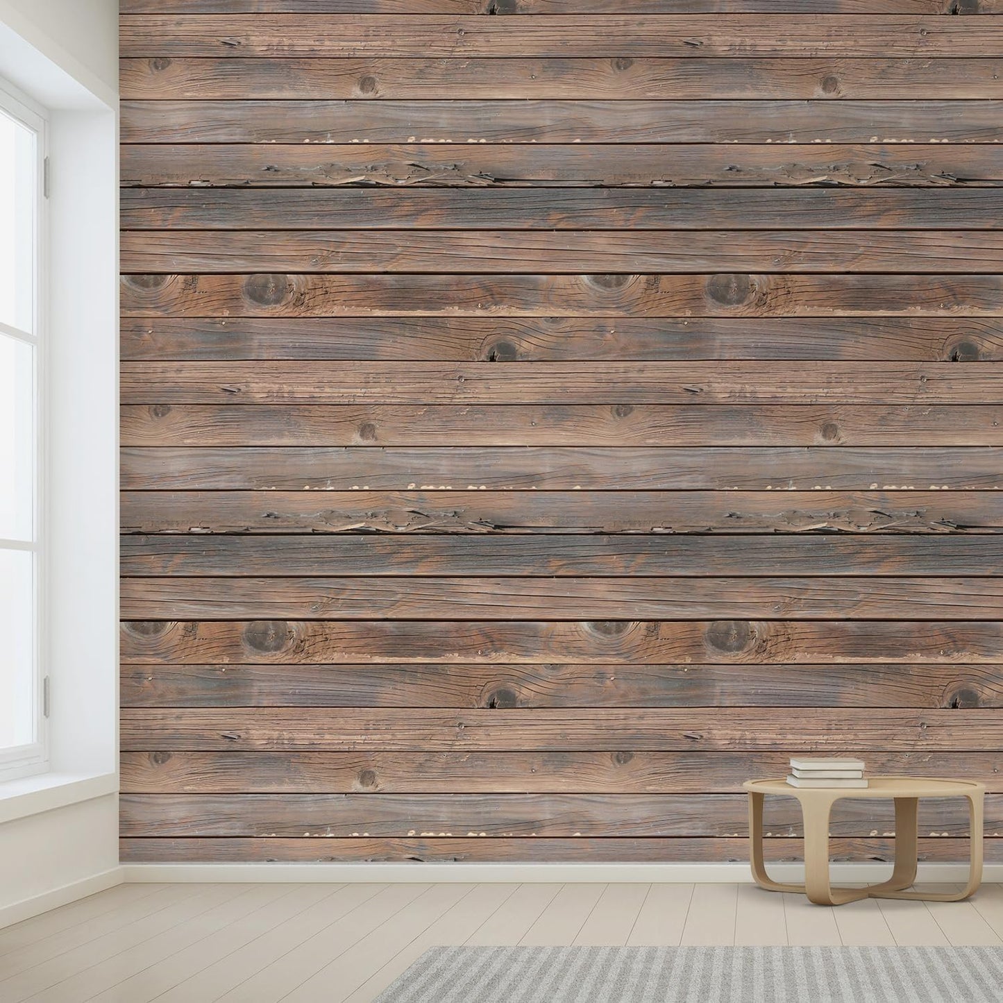 wall26 Wall Sticker/Wall Mural Horizontal Brown Vintage and Retro Wood Textured, Not Peel and Stick, Non-Woven Wallpaper Decorative for Bedroom, Living Room, Office - 120x144 inches