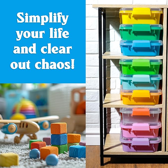 3 Pack,Empty Sensory Bin,13.5 Inch Storage Container,Portable Plastic Storage Bins, Stackable Play Tray for toys,arts,crafts and sand.