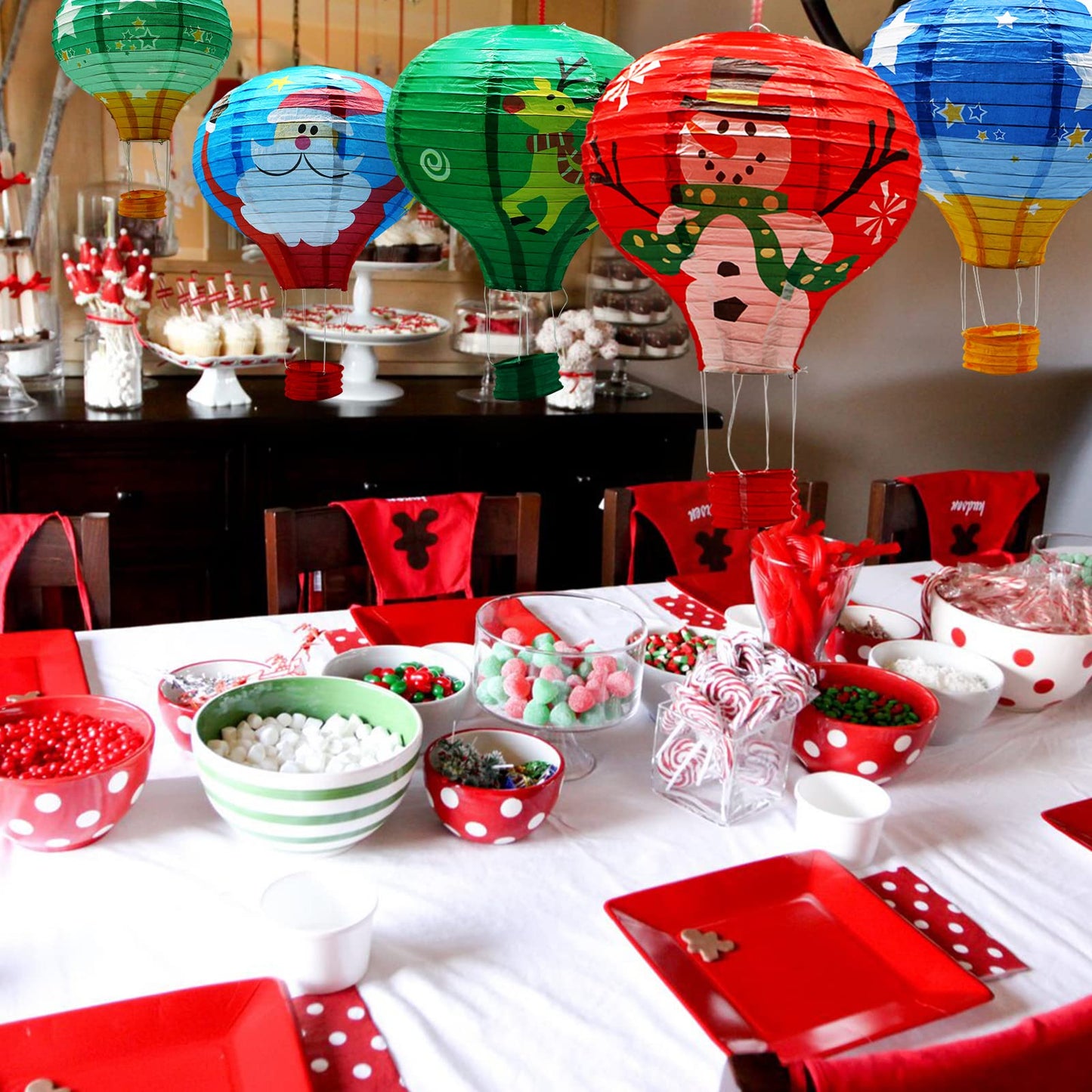 Adlkgg Hot Air Balloon Paper Lanterns Set, 12 Christmas Decor, Pack Of 5, Perfect For Parties, Weddings, And Birthdays