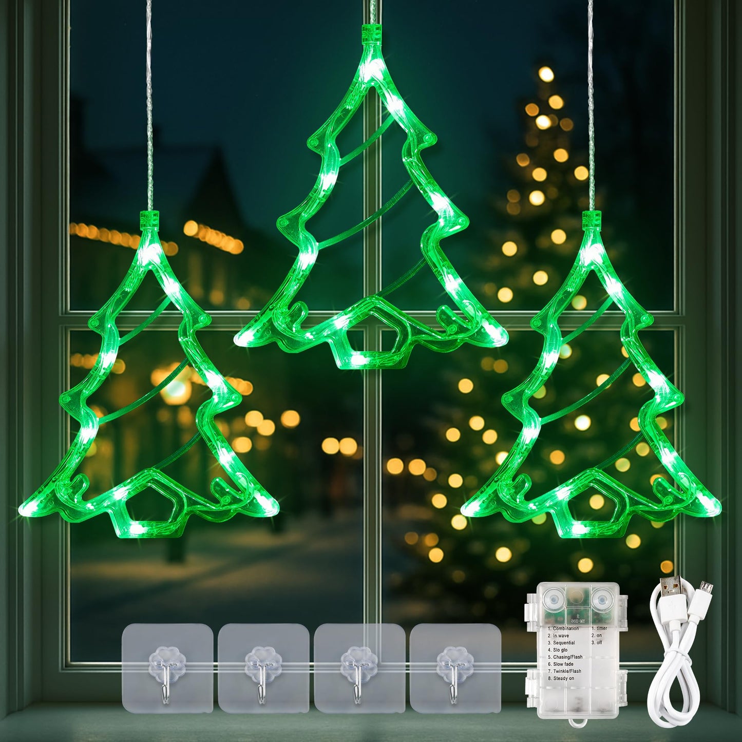 Youngar Christmas Tree Lights Outdoor Tree Window Light  Battery/Usb Powered With Timer  5Ft 30 Led Warm White Indoor Holiday Decor