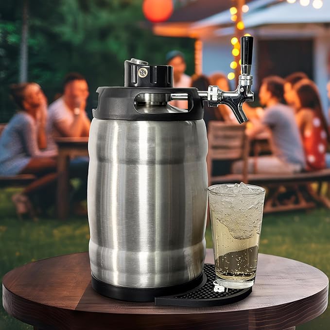 Gloria Rose 7L (1.8 Gal) Mini Keg, Pressurized Keg for Drinks, with Tap System, Co2 Regulated, Stainless Steel