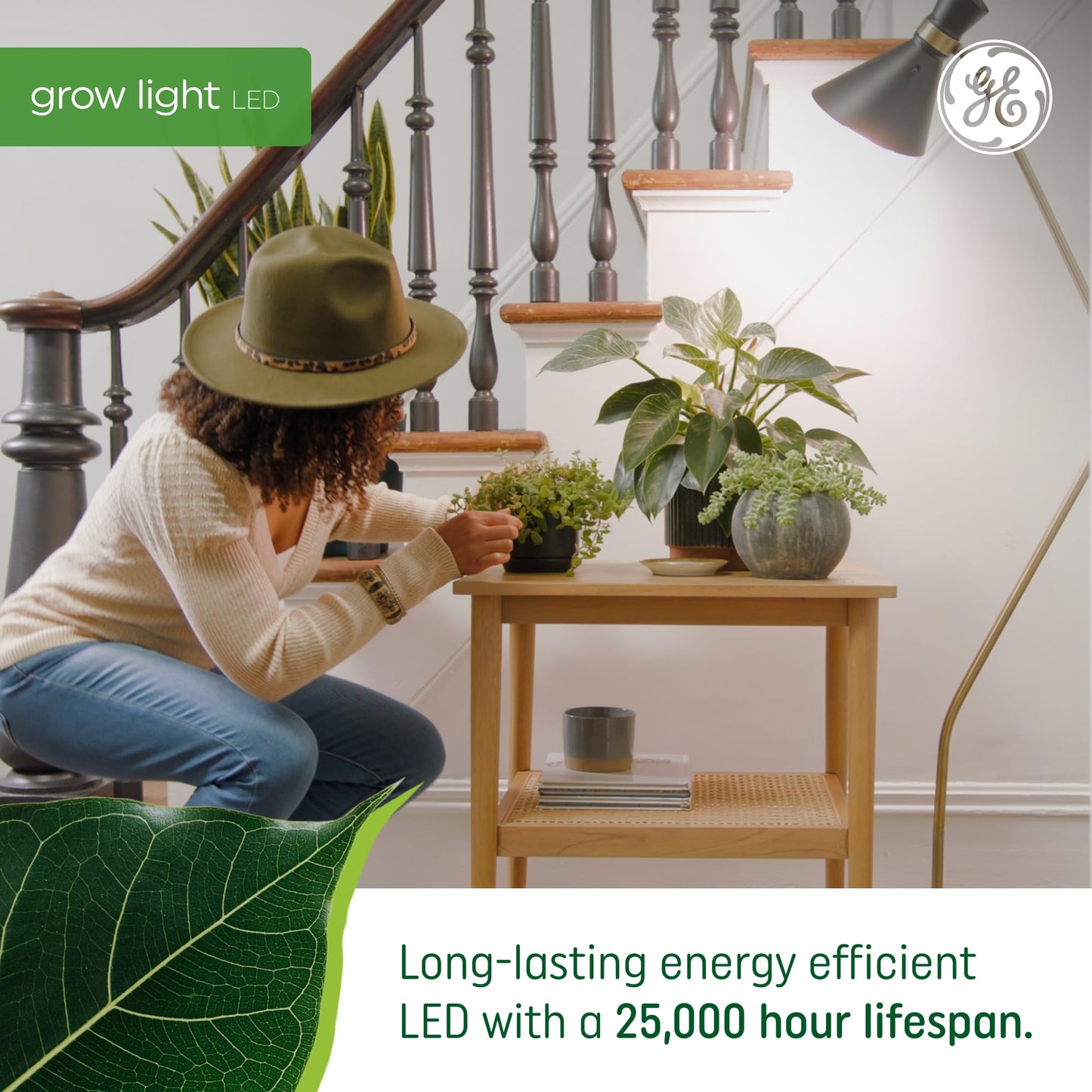 GE Lighting LED Grow Light Bulb, High Output PPF 15 µmol/s, A19, 2 Pack, for Flowers & Fruiting, Plastic