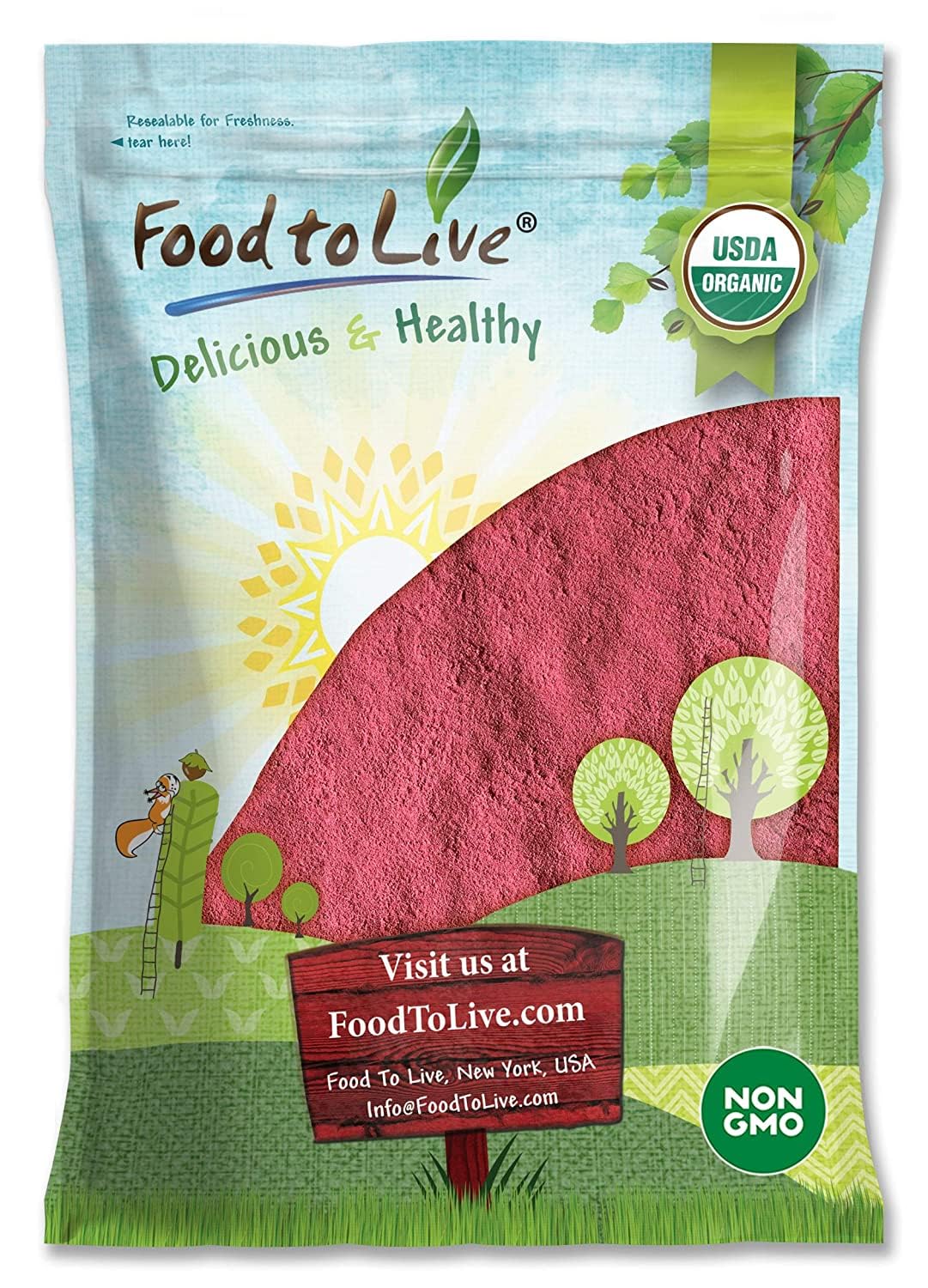 Food to Live Organic Raspberry Powder, 8 Pounds - Non-GMO, Raw, Vegan Superfood, Bulk, Rich in Essential Amino, Fatty Acids, & M