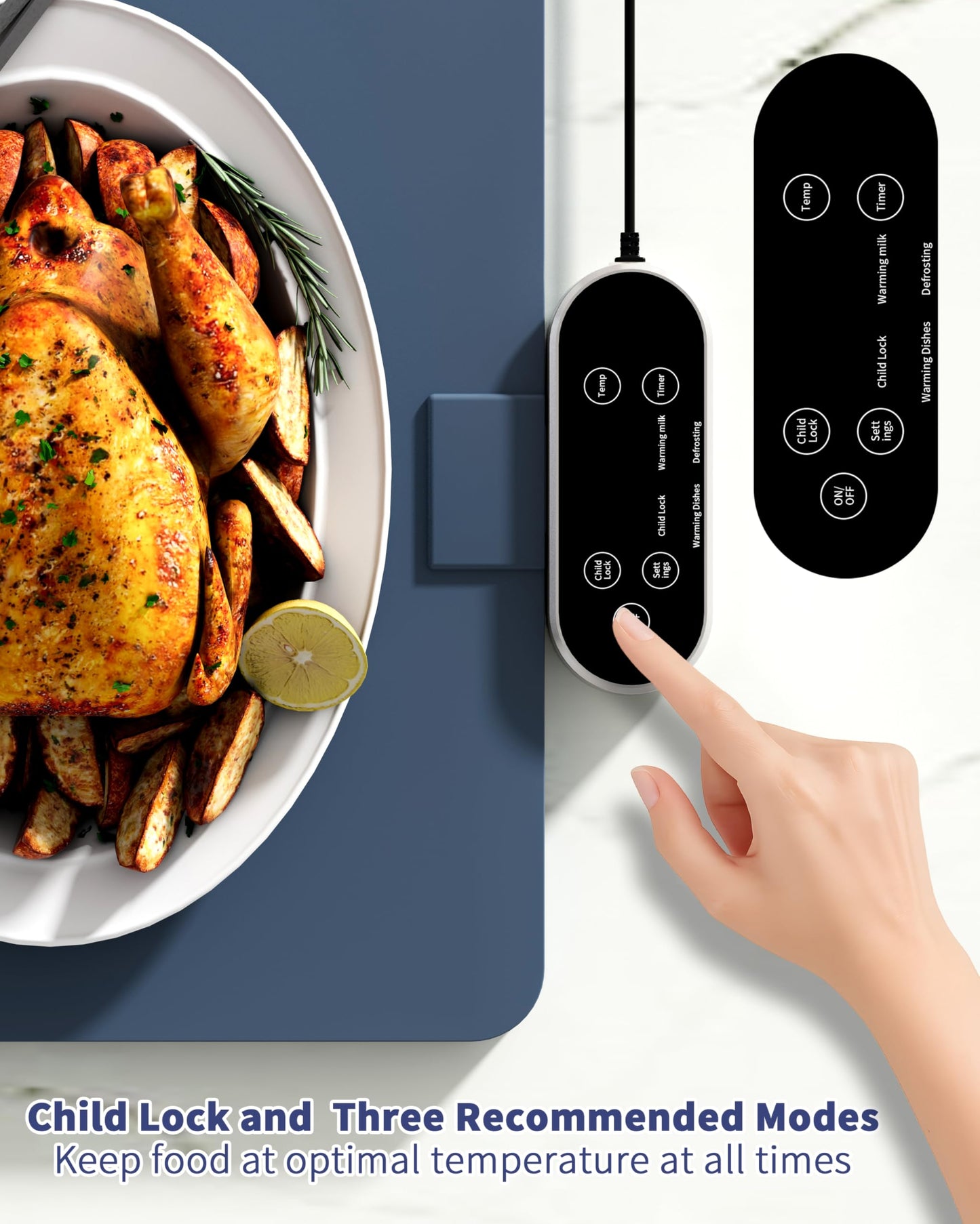 Food Warming Mat, Silicone Full Surface Heating Warming Mat for Food with 6 Temperature Settings, Timer and Child Lock, Electric Roll Up Food Warmers Tray for Parties Buffet,Home and Commercial Use.