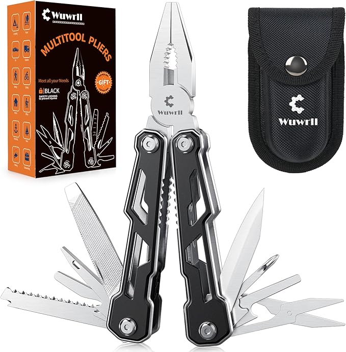 Multitool with Safety Locking,16-in-1 Multi Tool Stainless Steel Pocket Knife Set with Pliers, Upgrade Camping Tool Gifts for Men,for Survival, Camping, Hiking, Outdoor 1 Pcs