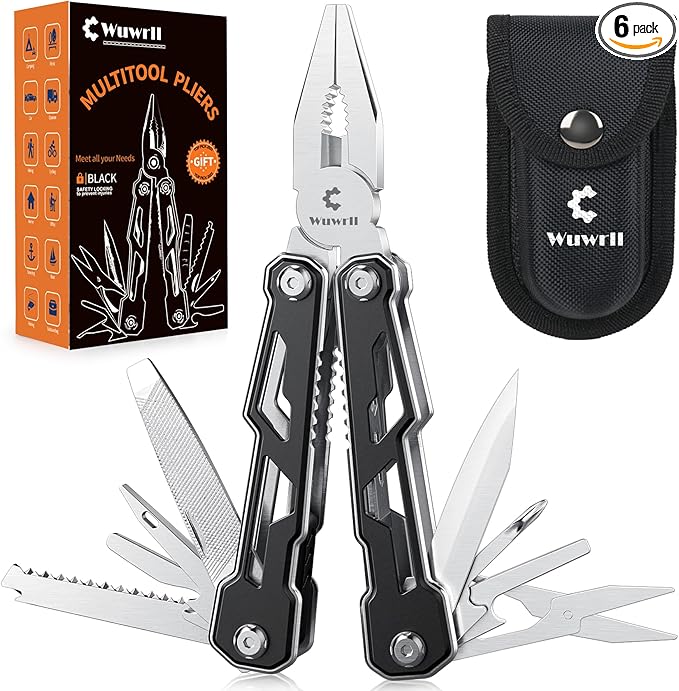 Multitool with Safety Locking,16-in-1 Multi Tool Stainless Steel Pocket Knife Set with Pliers, Upgrade Camping Tool Gifts for Men,for Survival, Camping, Hiking, Outdoor 6 Pcs