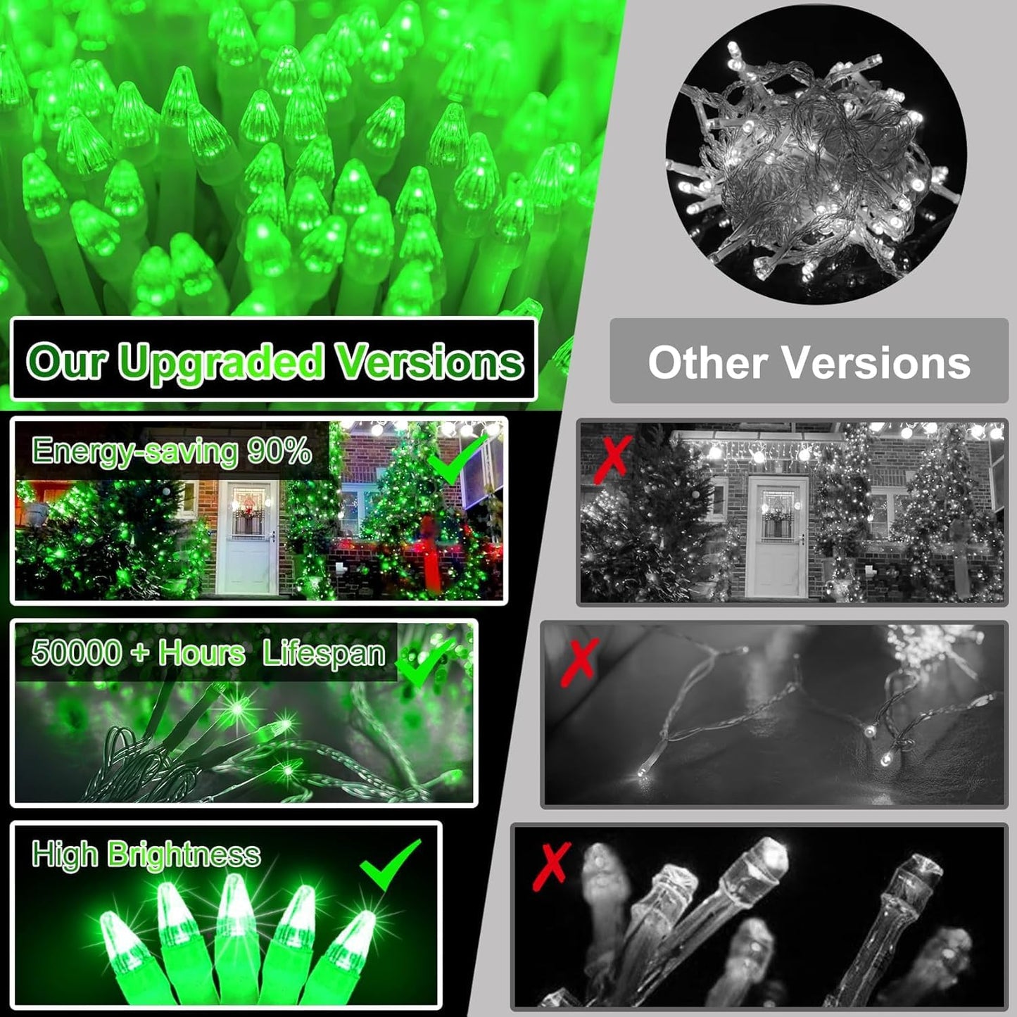 750 Led 240Ft Christmas String Lights Outdoor  12 Pro Modes And Timer Memory & Brightness  Plug In Outdoor Waterproof Clear Wire Twinkle Light For For Xmas Yard Tree Wedding Party Decor (Green)