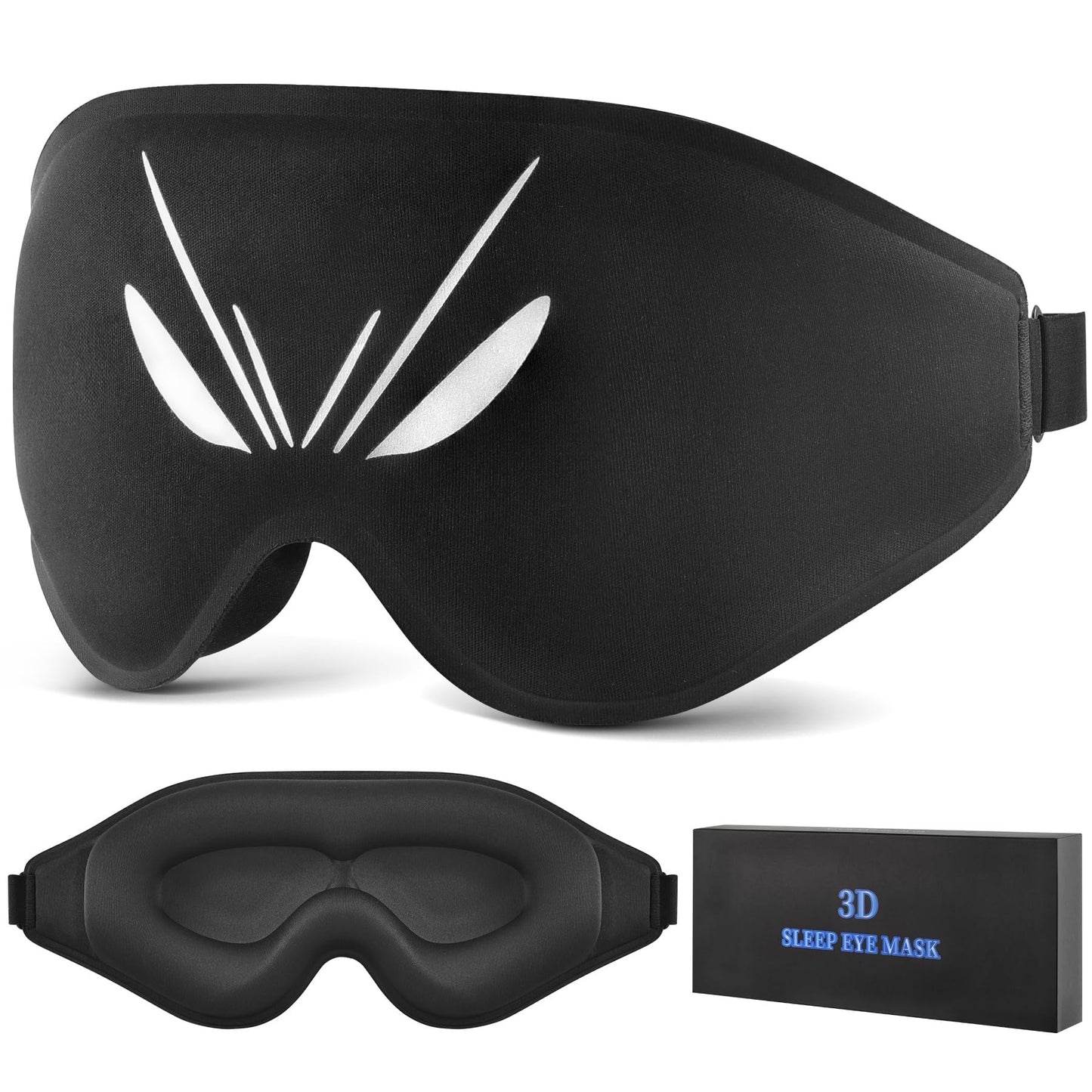 Sleep Mask for Side Sleeper Women Men, Eye Mask for Sleeping Light Blocking, 3D Contoured Cup Sleeping Mask, Soft Breathable Sleep Eye Mask with Adjustable Elastic Strap for Travel