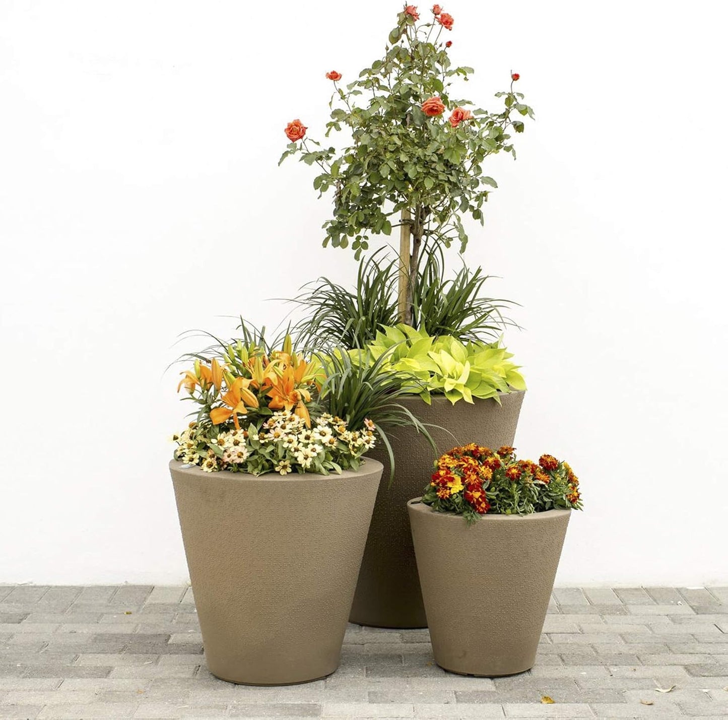 Crescent Garden Dot TruDrop Indoor/Outdoor Planter, Self-Watering Plant Pot, 26 Inches, (Caviar Black)