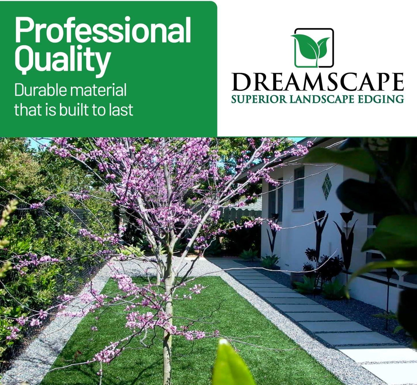 Dreamscape YardEdge Aluminum Landscape Edging - 4 Strips, 6ft Each (24ft Total), Green Duraflex Paint - Professional Quality Landscaping Border, Metal Divider for Lawn, Garden, Flowerbed