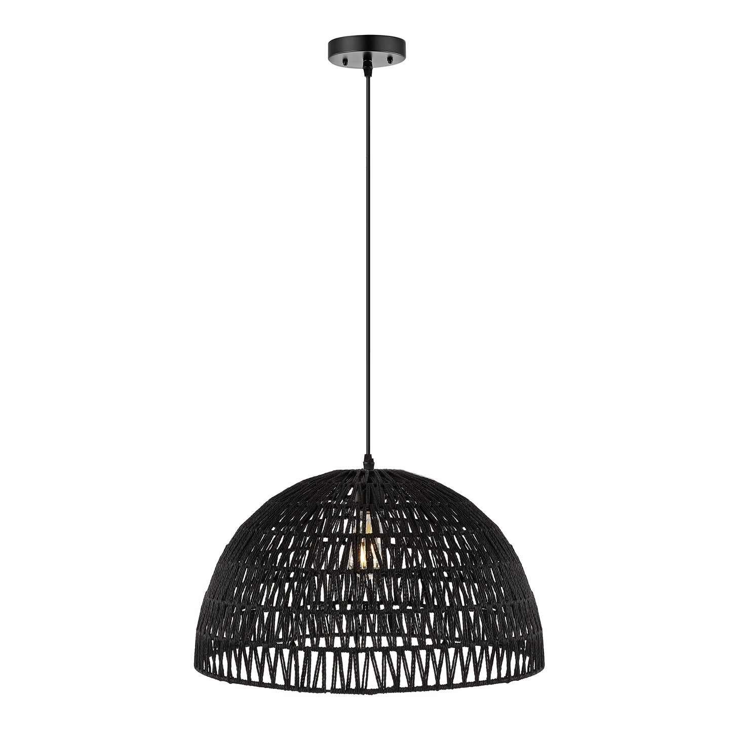 Jonathan Y Campana 20 1-Light Led Pendant, Black Woven Rattan/Iron For Dining Room, Kitchen, Living Room - Model Jyl6504C