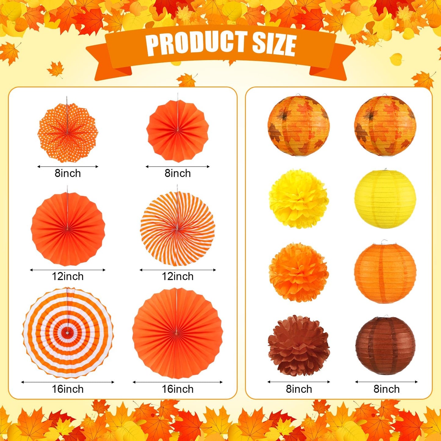 Motiskyy 28 Pcs Thanksgiving Party Decoration Include Thankful Happy Fall Banner Autumn Paper Lanterns Pom Pom Hanging Fans Bunting Garland Swirl Streamers For Thanksgiving Harvest