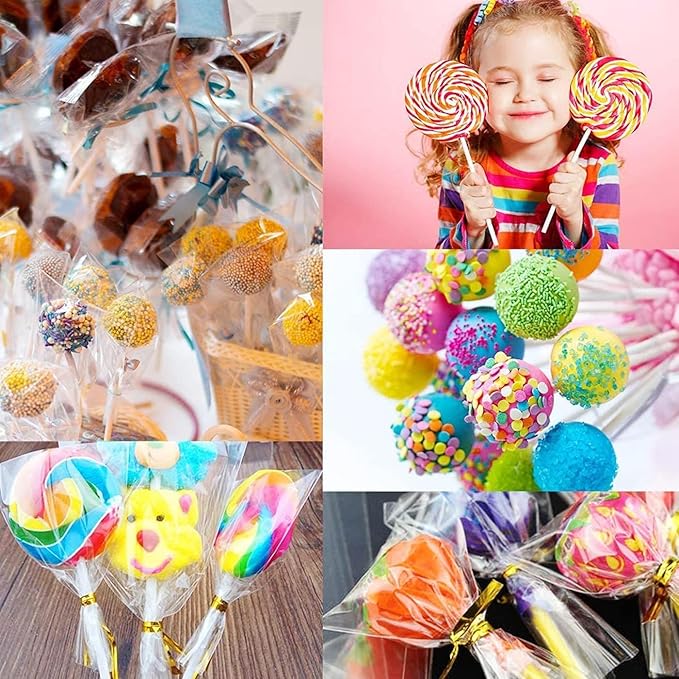 Cake Pop Molds Kit 606PCS Lollipop Cake Pop Set, 1 Cake Pop Scooper and Decorating Pen, 200 Cake Pop Sticks and 200 Wrappers, 200 Twist Ties for Lollipop, Candies, Chocolates