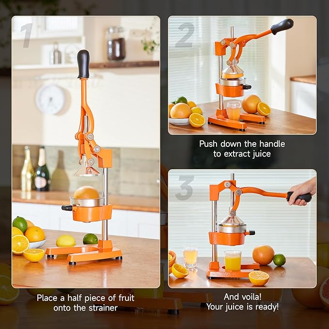 CO-Z Hand Press Juicer Machine, Manual Orange Juicer and Professional Citrus Juicer for Orange Juice Pom Lime Lemon Juice, Commercial Lemon Squeezer, Easy to Clean, Orange