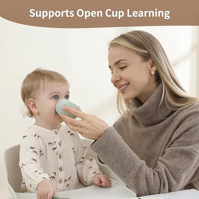 Moonkie Baby Training Cup & Sippy Cup Set | 4 Months+ | Baby-Led Weaning Essential | Gift for Infants (Blush Cup Set, 2 Pack)