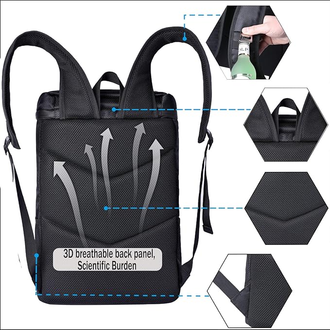 FORICH Soft Cooler Backpack Insulated Waterproof Backpack Cooler Bag Leak Proof Portable Small Cooler Backpacks to Work Lunch Travel Beach Camping Hiking Picnic Fishing Beer for Men Women