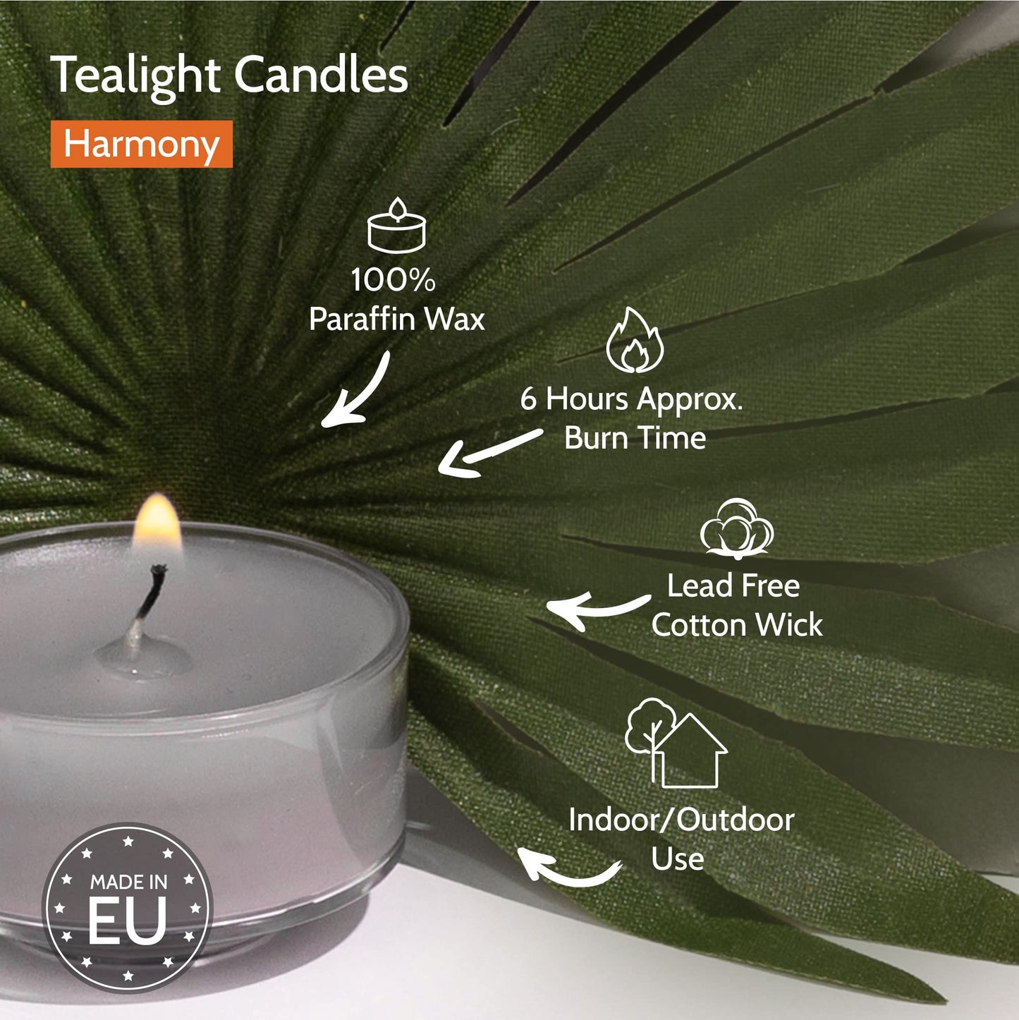 Hyoola Scented Tealight Candles - Clear Cup - Harmony Grey - 6 Hour Burn Time - 15 Pack - Model H10221