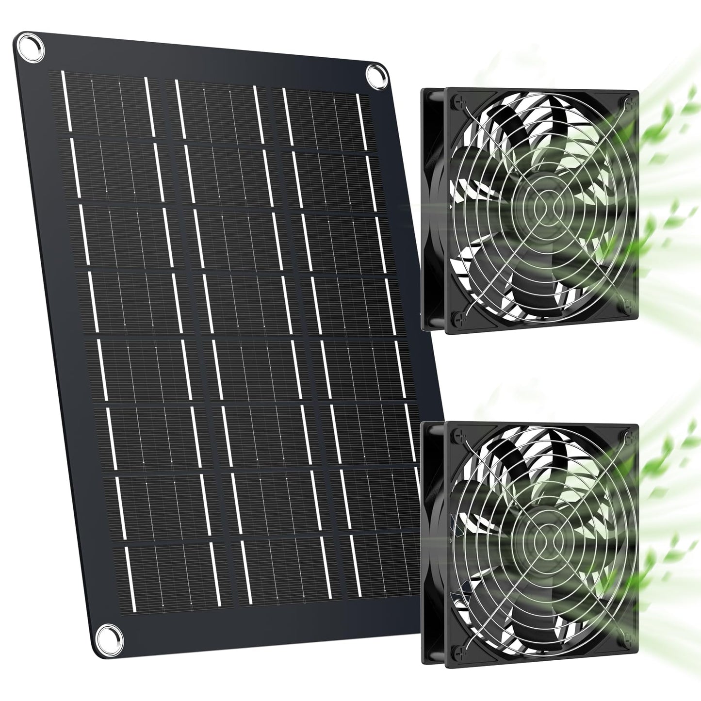 Marbero 4.7 Inch Solar Powered Fan Kit, 15W Solar Panel With 2 Waterproof Fans, Intake Or Exhaust Air Fan Wtih 13 Ft Cable For O