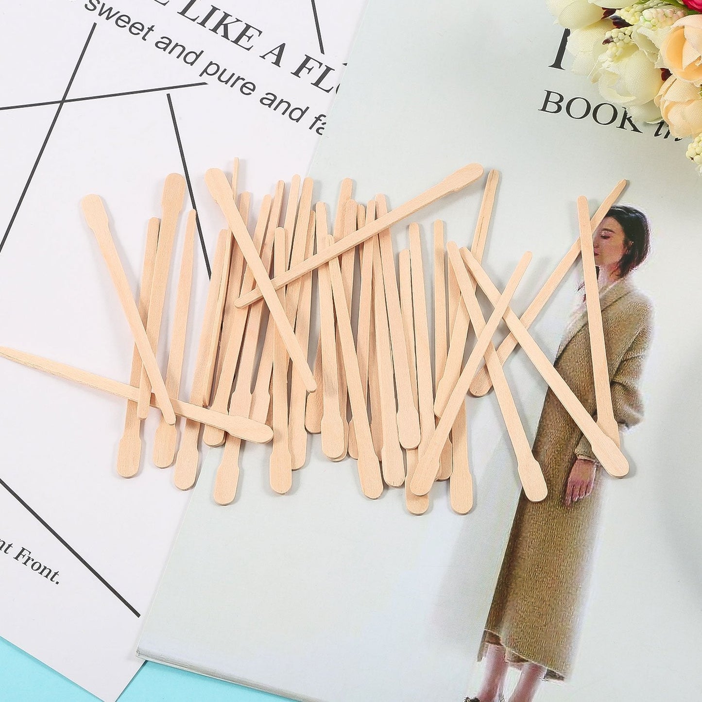 Bememo 500 Pieces Wax Sticks for Hair Removal, Small Wax Spatulas Applicator Wood Craft Sticks for Eyebrow, Lip, Nose Waxing