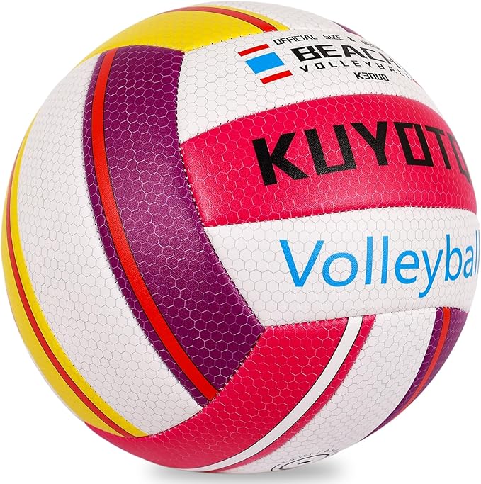 KUYOTQ Beach Volleyball Official Size Thickened Surface Soft Leather Outdoor Volleyball Waterproof in&Outdoor for Youth Wo...