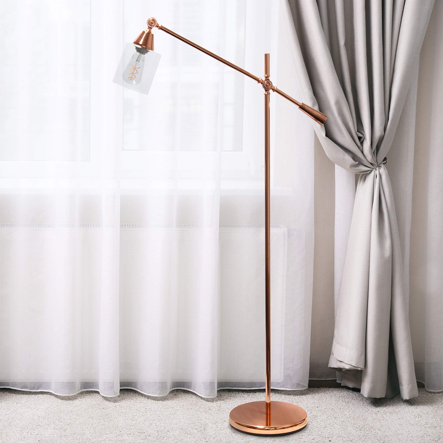 Elegant Designs LF1030-RGD Floor Lamp, Metal, 30inL x 11inW x 56inH, Rose Gold Finish