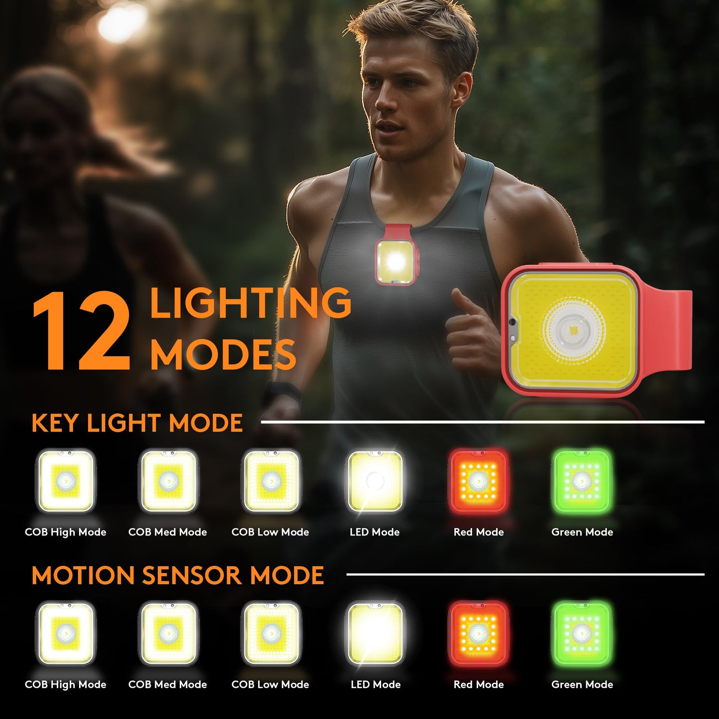Yls Running Lights For Runners  Rechargeable Clip On Light With 12 Lighting Modes  Led Night Safety-Light For Walking  Camping  Hiking  Jogging  Outdoor Adventure  Red