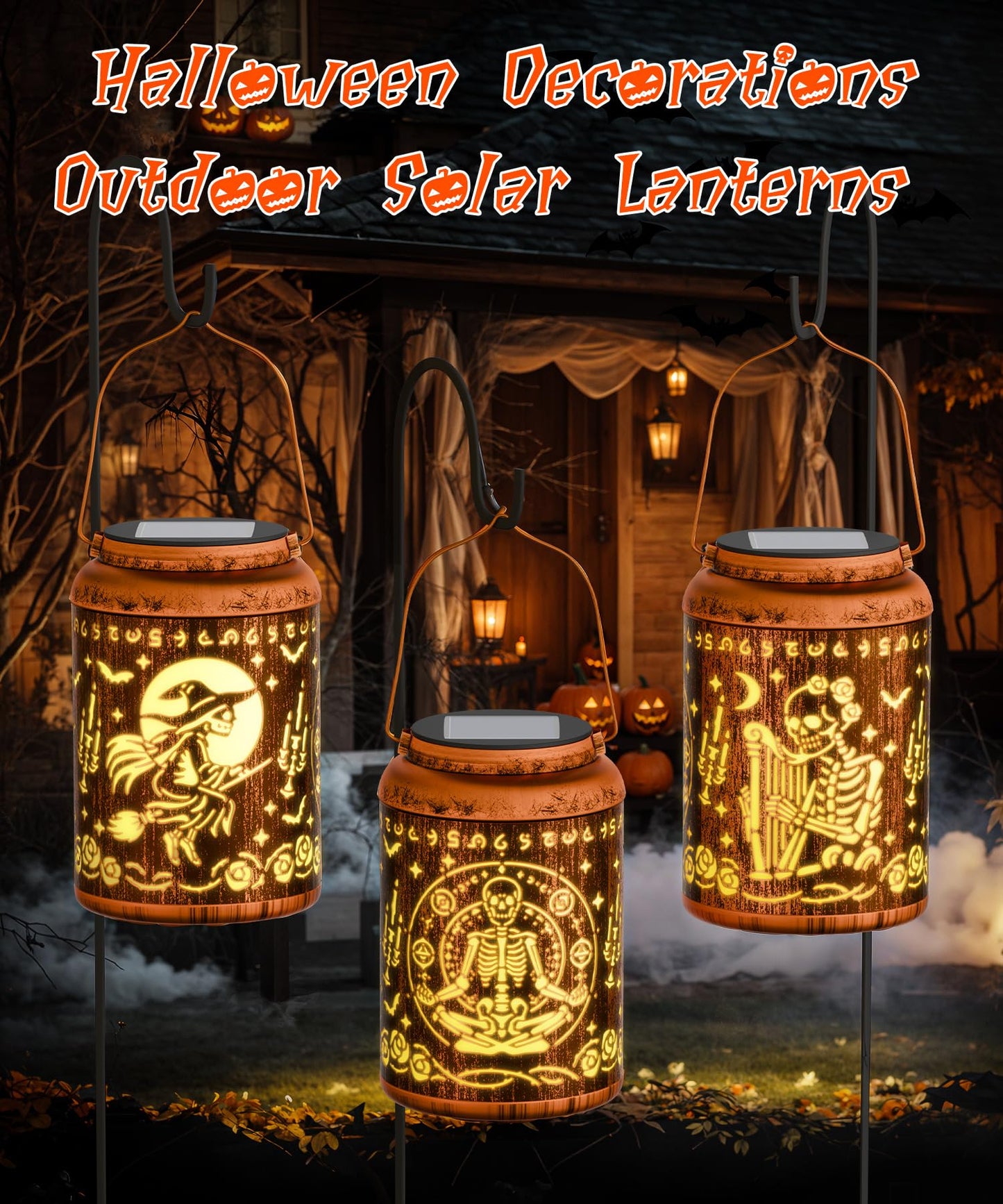 Christmas Stocking Stuffers For Women Solar Lanterns Halloween Decorations Outdoor Witchy Gifts Spooky Skull Gifts For Women Gothic Decor For Garden Yard Patio