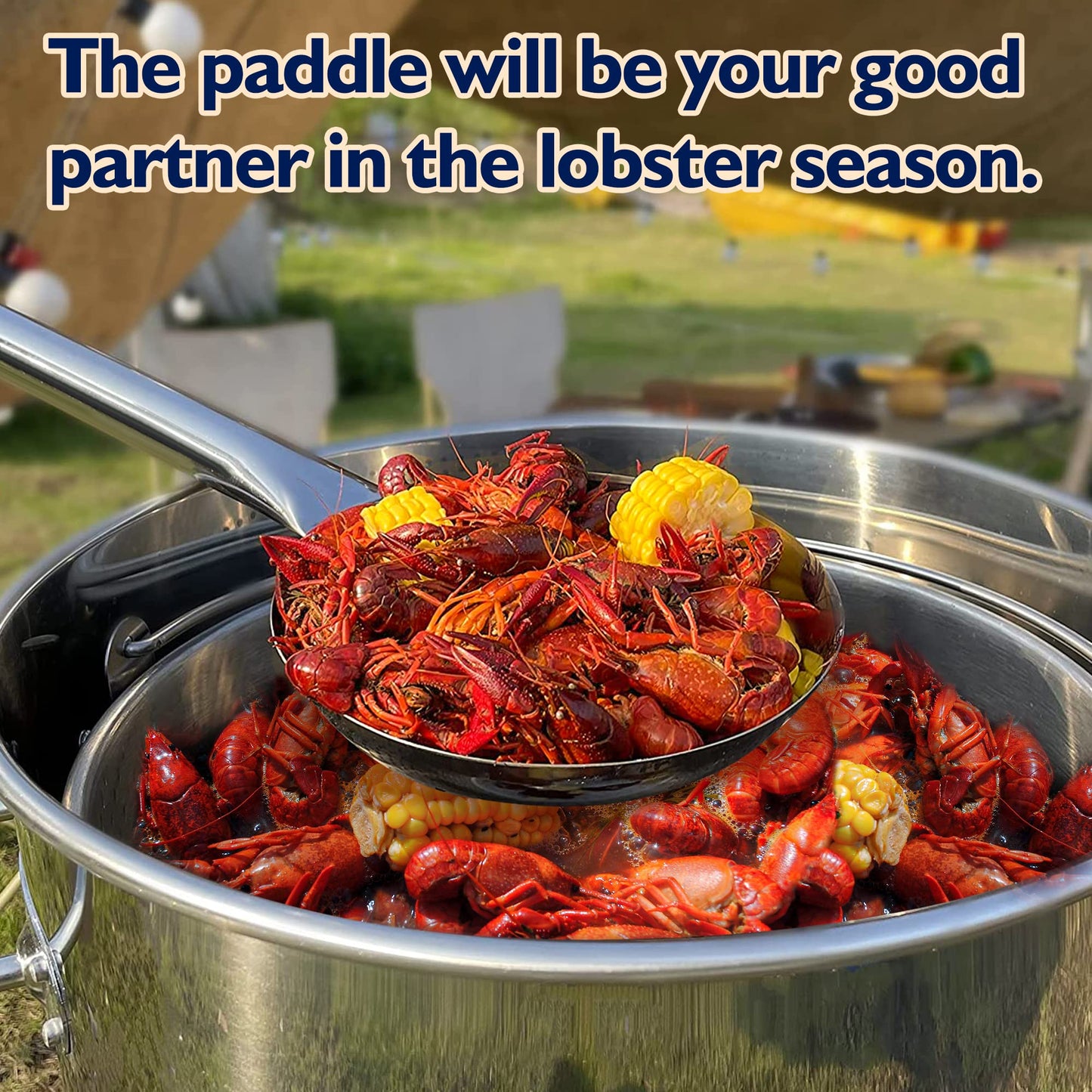 ARC LS090 36 Inch Stainless Steel Crawfish Boil Spoon Mixing ladel with Threads Removable Handle Long Handle Spoon for Large Batch Cooking Crawfish Boil and Brewing Beer