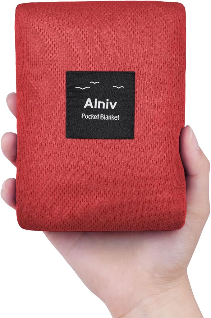 Picnic Blanket, Mini Pocket Beach Mat 78.8 x 82.7IN (5-7 People) Foldable, Lightweight Waterproof Sand Free, Foldable Thin Ground Sheet for Outdoor Camping Hiking Travel - with Hand Strap