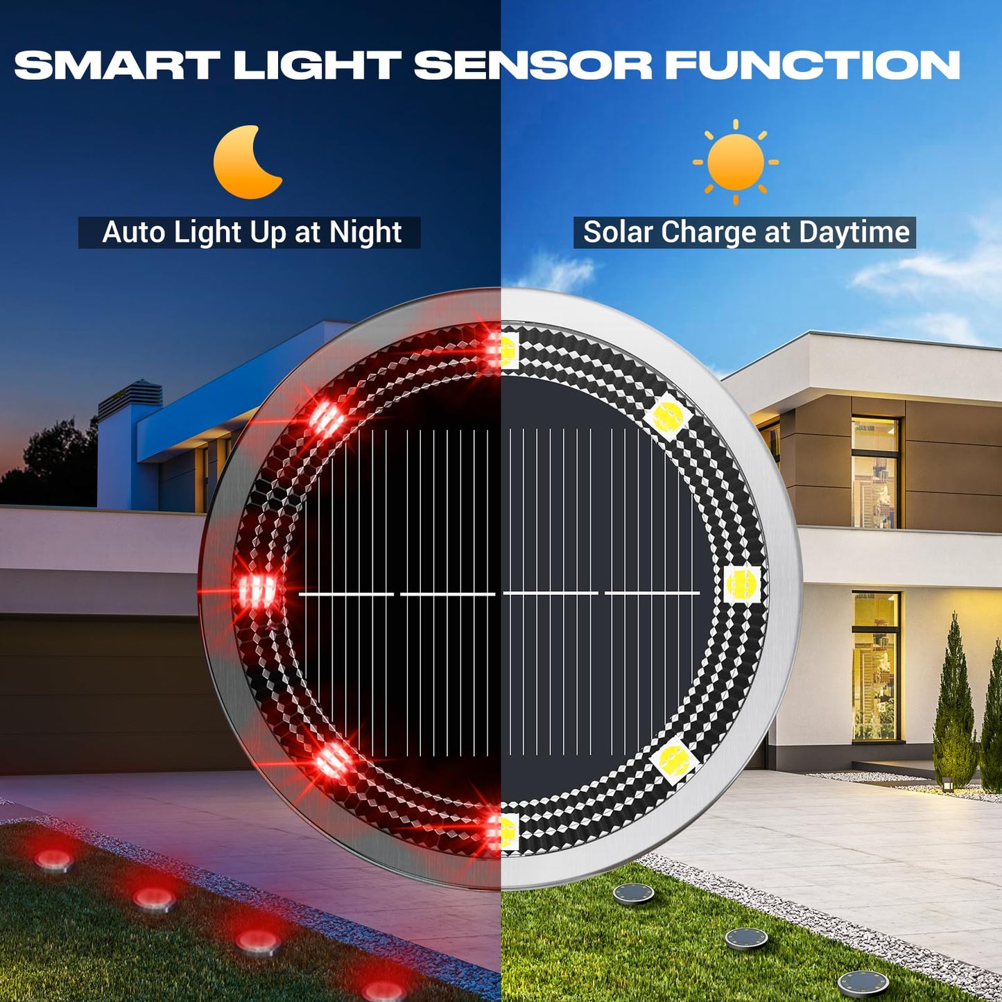 Peasur Mini Solar Ground Lights Outdoor  4 Pack Flat Solar Powered Disc Lights  Ip68 Waterproof  Anti-Rust  Landscape Lighting For Pathway Garden Yard Lawn Walkway Landscape Driveway  Red