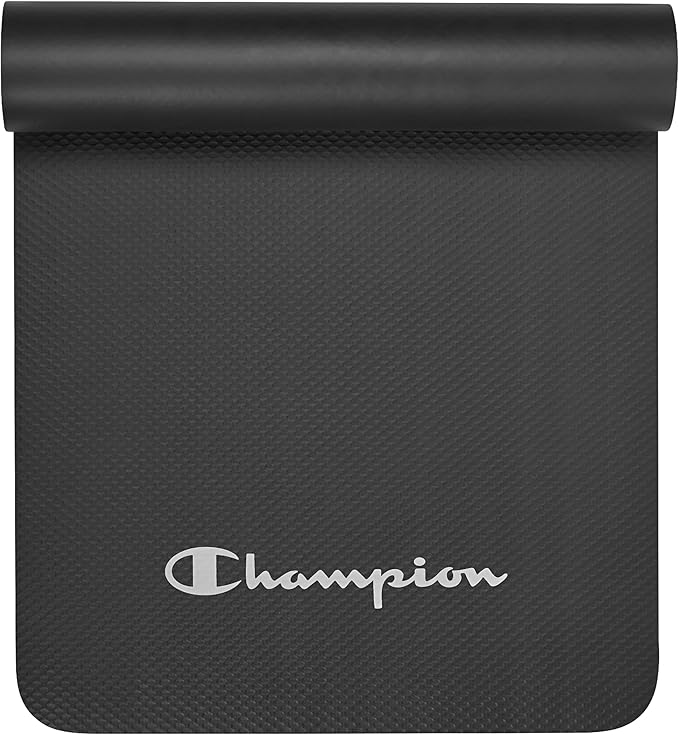 Champion 10mm Exercise Mat, Black, Cushioned Non-Slip Workout Mat with Textured Base for Yoga, Pilates, Stretching & Floo...