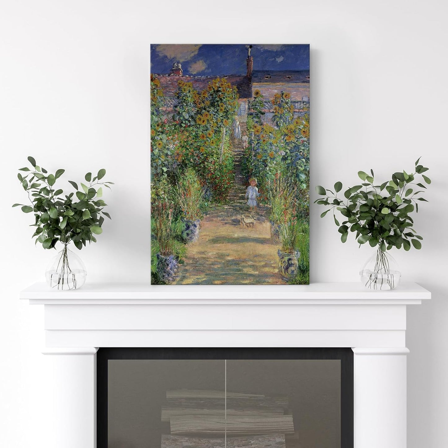 wall26 - The Artist's Garden at Vetheuil by Claude Monet - Impressionist Modern Art - Canvas Art Home Art - 24x36 inches